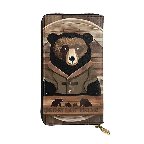 AthuAh Rustikale Lodge Bear lange Clutch-Geldbörse, Damen-Geldbörse mit Reißverschluss, mehrere Karten-Organizer, und lange Geldbörse mit großer Kapazität, Schwarz , Einheitsgröße von AthuAh