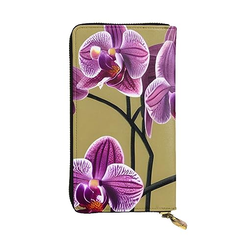 AthuAh Schöne Orchideen lange Clutch-Geldbörse, Damen-Geldbörse mit Reißverschluss, Multi-Karten-Organizer, und lange Geldbörse mit großer Kapazität, Schwarz , Einheitsgröße von AthuAh