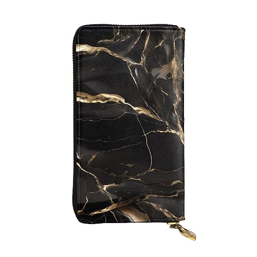 AthuAh Schwarz Gold Marmor Lange Clutch Geldbörse Damen Reißverschluss Geldbörse Multi Card Organizer & Große Kapazität Lange Brieftasche, Schwarz , Einheitsgröße von AthuAh