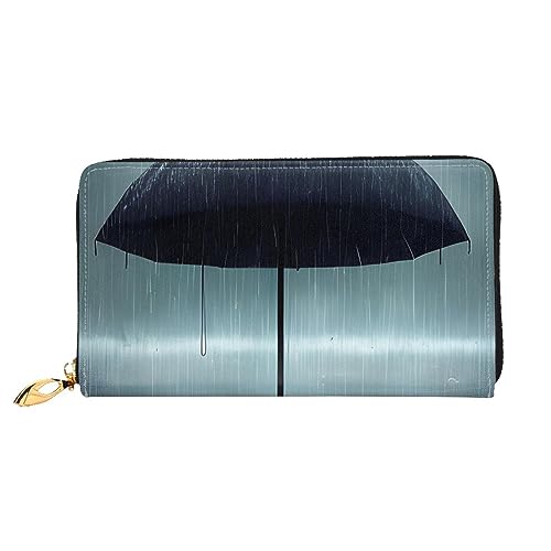 AthuAh Schwarzer Regenschirm in The Rainwomen'S Long Wallet, Travel Wallet & Large Capacity Long Wallet, Zipper Wallet, 19 × 10.5 Cm, Schwarz , Einheitsgröße von AthuAh