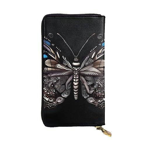 AthuAh Science Butterfly Lange Clutch-Brieftasche, Damen-Geldbörse mit Reißverschluss, Multi-Karten-Organizer, & lange Geldbörse mit großer Kapazität, Schwarz , Einheitsgröße von AthuAh