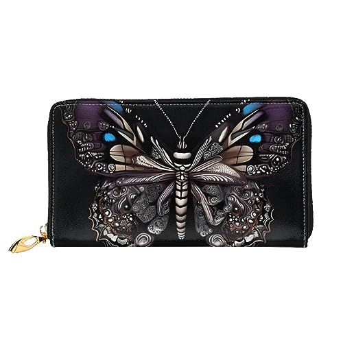 AthuAh Science Butterflywomen'S Long Wallet, Travel Wallet & Large Capacity Long Wallet, Zipper Wallet, 19 × 10.5 Cm, Schwarz , Einheitsgröße von AthuAh