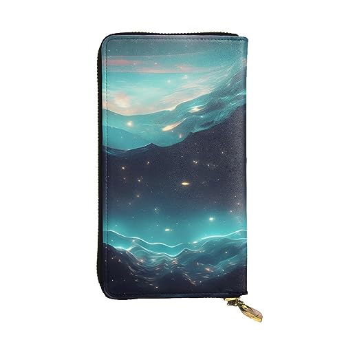 AthuAh Science Fiction Stars Lange Clutch-Geldbörse, Damen-Geldbörse mit Reißverschluss, Multi-Karten-Organizer, & lange Geldbörse mit großer Kapazität, Schwarz , Einheitsgröße von AthuAh