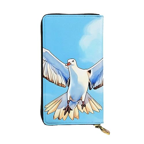 AthuAh Seagulls in Flight Lange Clutch-Geldbörse, Damen-Geldbörse mit Reißverschluss, Multi-Karten-Organizer, & lange Geldbörse mit großer Kapazität, Schwarz , Einheitsgröße von AthuAh