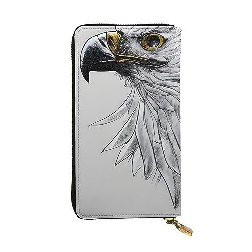 AthuAh Skizzieren einer Adler lange Clutch-Brieftasche, Damen-Geldbörse mit Reißverschluss, Multi-Karten-Organizer, und lange Geldbörse mit großer Kapazität, Schwarz , Einheitsgröße von AthuAh