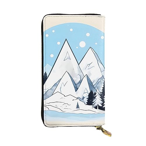 AthuAh Snow-Capped Mountains Lange Clutch-Geldbörse, Damen-Geldbörse mit Reißverschluss, Multi-Karten-Organizer, & lange Geldbörse mit großer Kapazität, Schwarz , Einheitsgröße von AthuAh