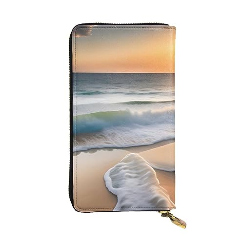 AthuAh Sunset Over The Waves Long Clutch Wallet, Women's Zipper Wallet, Multi Card Organizer & Large Capacity Long Wallet, Schwarz , Einheitsgröße von AthuAh