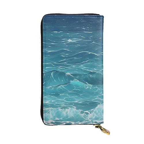 AthuAh The Deep Blue Sea Lange Clutch-Brieftasche, Damen-Geldbörse mit Reißverschluss, Multi-Karten-Organizer, und lange Geldbörse mit großer Kapazität, Schwarz , Einheitsgröße von AthuAh