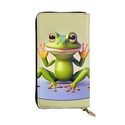 AthuAh The Funny Frog Doing Yoga Long Clutch Wallet, Women's Zipper Wallet, Multi Card Organizer & Large Capacity Long Wallet, Schwarz , Einheitsgröße von AthuAh