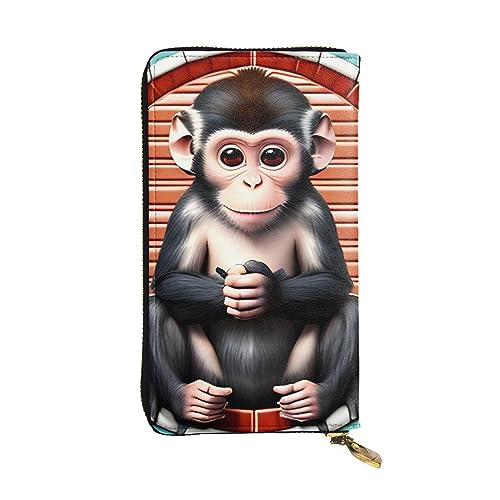 AthuAh The Silent Monkey Lange Clutch-Geldbörse, Damen-Geldbörse mit Reißverschluss, Multi-Karten-Organizer, und lange Geldbörse mit großer Kapazität, Schwarz , Einheitsgröße von AthuAh