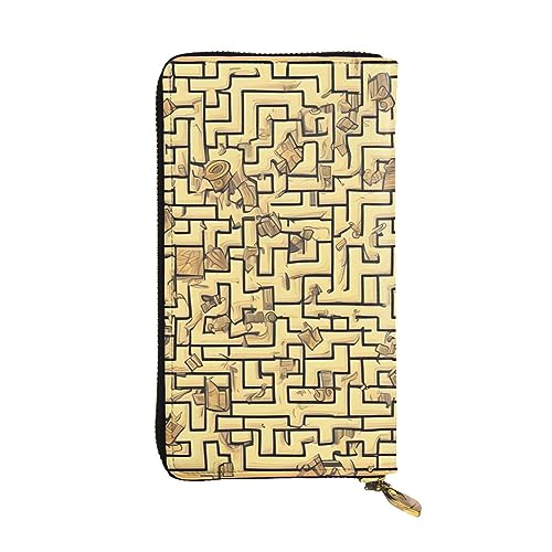 AthuAh Treasure Maze Lange Clutch-Geldbörse, Damen-Geldbörse mit Reißverschluss, Multi-Karten-Organizer, & lange Geldbörse mit großer Kapazität, Schwarz , Einheitsgröße von AthuAh