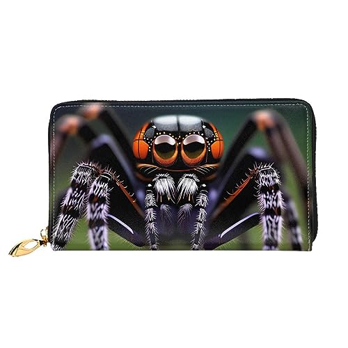 AthuAh Tropical Rainforest Spiders Damen Lange Geldbörse Reisebrieftasche Große Kapazität Lange Geldbörse Reißverschluss Geldbörse 7,48 x 4,13 Zoll, Schwarz, Einheitsgröße von AthuAh