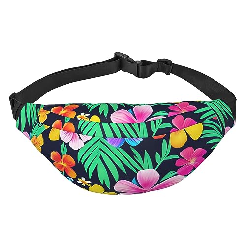 Bunte Blumen Herren und Damen Hüfttasche & Umhängetasche mit verstellbarem Gürtel für Laufen, Reisen, Sport, Wandern, Schwarz , Einheitsgröße von AthuAh