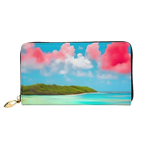 Caribbean Scenery Damen Lange Geldbörse & Reißverschluss Geldbörse Multi-Karten-Organizer 7,48 x 4,13 Zoll (ca. 19 x 10,5 cm), Schwarz , Einheitsgröße von AthuAh