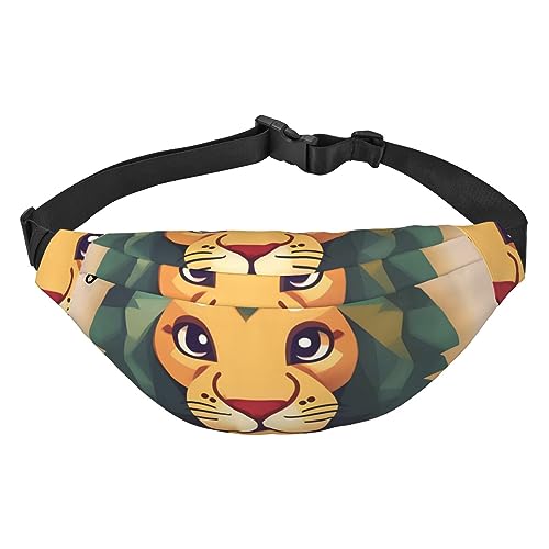 Cartoon Lion Herren und Damen Hüfttasche & Crossbody Tasche mit verstellbarem Gürtel für Laufen, Reisen, Sport, Wandern, Schwarz , Einheitsgröße von AthuAh