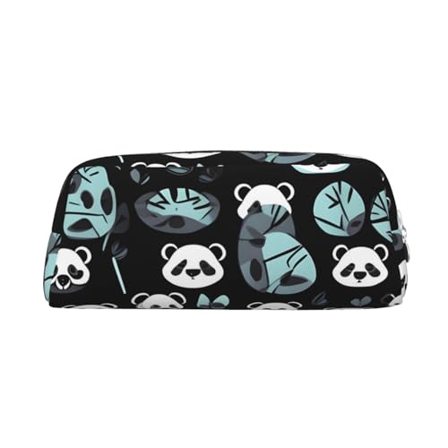 Federmäppchen mit Panda-Gesicht, tragbar, Aufbewahrungstasche für Schreibwaren, mit Reißverschluss, Unisex, Schwarz / Weiß, silber, Einheitsgröße, Pack-Organizer von AthuAh