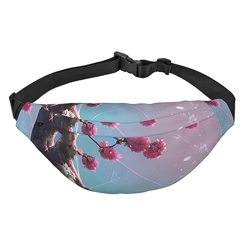 Kleine rosa Blumen Herren und Damen Hüfttasche & Crossbody Tasche mit verstellbarem Gürtel für Laufen, Reisen, Sport, Wandern, Schwarz , Einheitsgröße von AthuAh