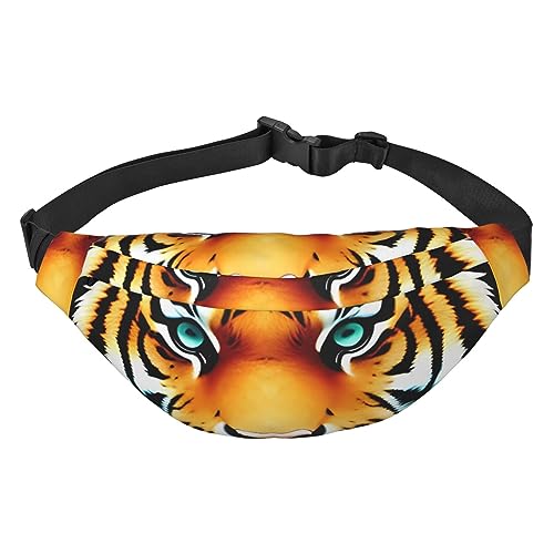 Little Fat Tiger Head Hüfttasche für Damen und Herren mit verstellbarem Gürtel für Laufen, Reisen, Sport, Wandern, Schwarz , Einheitsgröße von AthuAh
