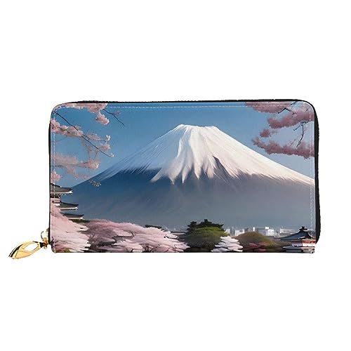 Mt. Fuji in Early Springwomen'S Long Wallet, Travel Wallet & Large Capacity Long Wallet, Zipper Wallet, 19 × 10.5 Cm, Schwarz , Einheitsgröße von AthuAh