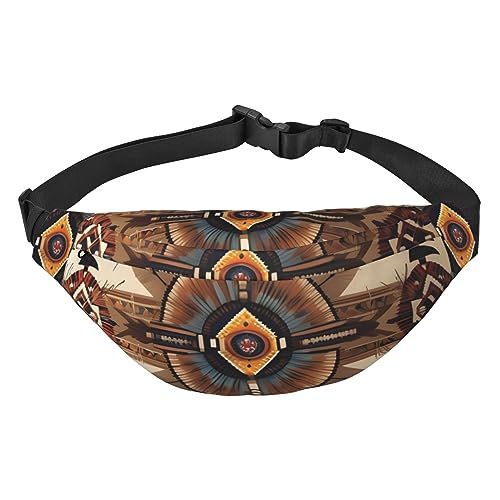 Native American Painting Herren und Damen Hüfttasche & Crossbody Tasche mit verstellbarem Gürtel für Laufen, Reisen, Sport, Wandern, Schwarz , Einheitsgröße von AthuAh