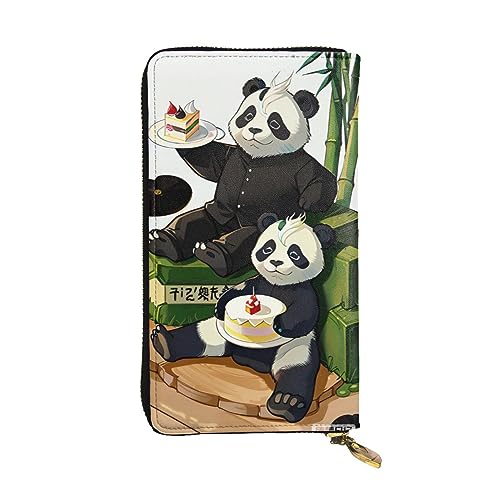 Pandas of Father and Son Long Clutch Wallet, Women's Zipper Wallet, Multi Card Organizer & Large Capacity Long Wallet, Schwarz , Einheitsgröße von AthuAh