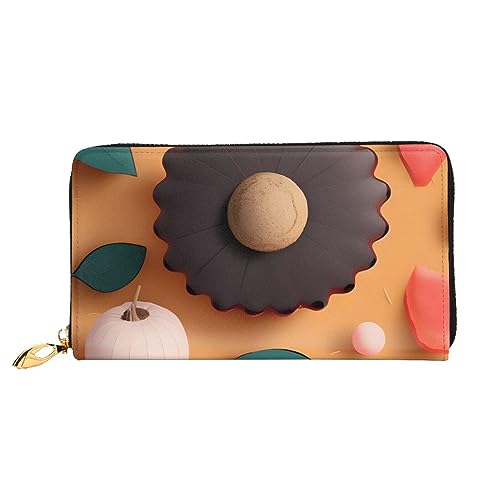 Schnittpapier mit bunten Sonnenblumen Damen Lange Geldbörse & Reißverschluss Geldbörse Multi-Karten-Organizer 7,48 x 4,13 Zoll (ca. 19 x 10,5 cm), Schwarz , Einheitsgröße von AthuAh