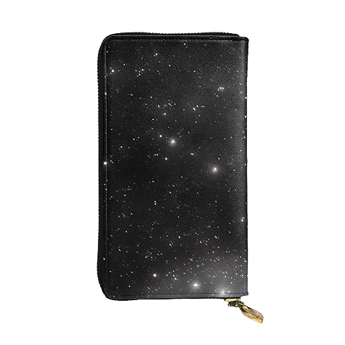 Schwarze und weiße Galaxy lange Clutch-Brieftasche, Damen-Geldbörse mit Reißverschluss, Multi-Karten-Organizer, und lange Brieftasche mit großer Kapazität, Schwarz , Einheitsgröße von AthuAh