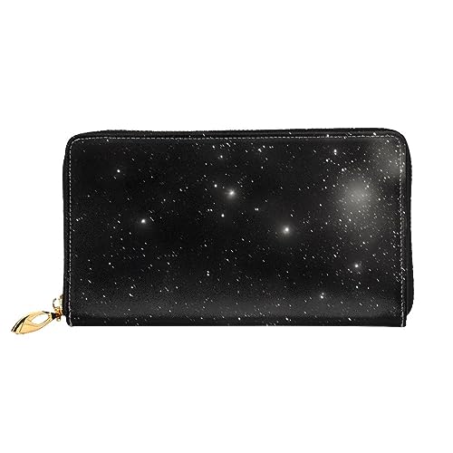 Schwarze und weiße Galaxywomen lange Geldbörse, Reisebrieftasche, große Kapazität, lange Geldbörse, Reißverschluss, 19 × 10,5 cm, Schwarz , Einheitsgröße von AthuAh