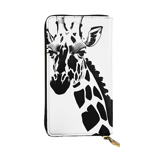 Schwarze und weiße Giraffe lange Clutch-Geldbörse, Damen-Geldbörse mit Reißverschluss, Multi-Karten-Organizer, & lange Geldbörse mit großer Kapazität, Schwarz , Einheitsgröße von AthuAh