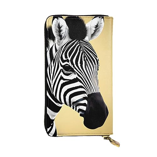 Schwarze und weiße Zebra-Clutch-Geldbörse, Damen-Geldbörse mit Reißverschluss, Multi-Karten-Organizer, und lange Geldbörse mit großer Kapazität, Schwarz , Einheitsgröße von AthuAh