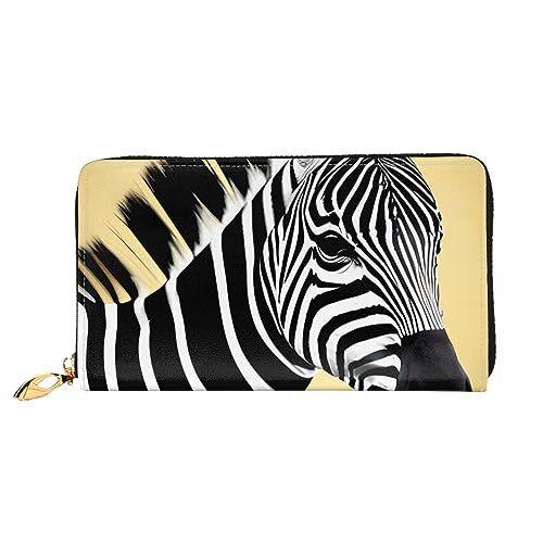 Schwarze und weiße Zebrawomen-lange Brieftasche, Reisebrieftasche & große Kapazität, lange Geldbörse, Reißverschluss-Geldbörse, 19 × 10,5 cm, Schwarz , Einheitsgröße von AthuAh