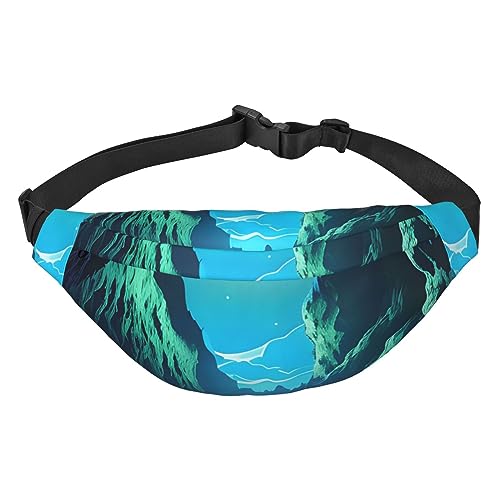 Water Moon Cave Hüfttasche für Herren und Damen, mit verstellbarem Gürtel, für Laufen, Reisen, Sport, Wandern, Schwarz , Einheitsgröße von AthuAh