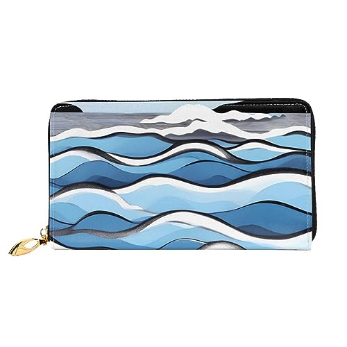 Waves Lapping At The Rocks Damen Lange Geldbörse Reisebrieftasche Große Kapazität Lange Geldbörse Reißverschluss Geldbörse 19 x 10 cm, Schwarz, Einheitsgröße von AthuAh