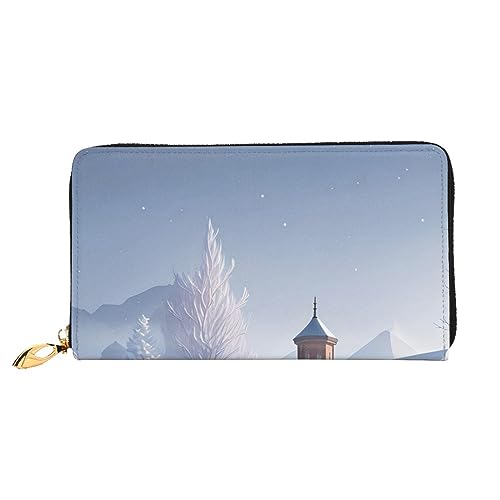 Winterlandschaft Damen Lange Geldbörse Reißverschluss Geldbörse Multi-Karten-Organizer 7,48 x 4,13 Zoll (ca. 19 x 10,5 cm), Schwarz, Einheitsgröße von AthuAh