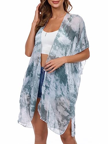 Atigy Damen Chiffon Kimono Strand Cardigan Sommer Bikini Cover Up Kimono Cardigan für Frauen (Grün) von Atigy