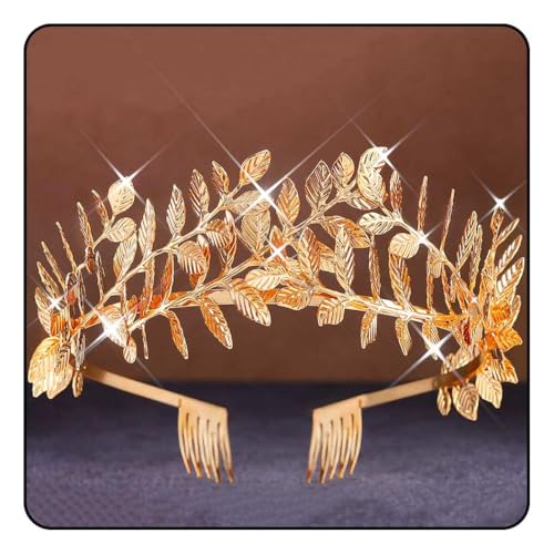Atigy Gold blatt Krone Göttin Hochzeits Tiara griechischer Braut schmuck Haarschmuck für Frauen von Atigy