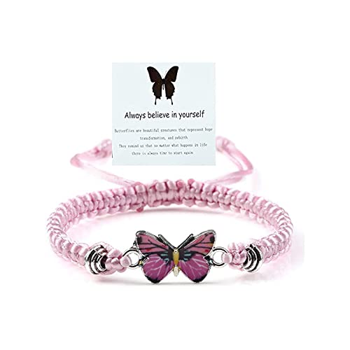 Always Believe in Yourself Schmetterlings-Armband, verstellbare Schnur, Schmetterlingsarmband, niedliches Schmetterlings-Armband, geeignet für Frauen, Schmetterlingsschmuck, 6.69 inches, Stoff Die von Atiptu