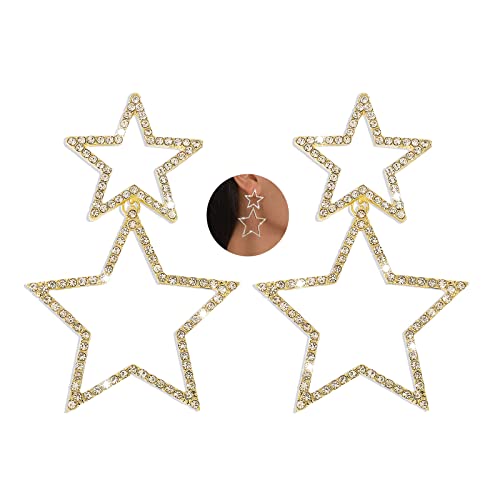 Stern Ohrringe Multilayer Gold Silber Pentagramm Lange Quaste Ohrringe für Frauen Mädchen Pentagramm Baumeln Ohrringe Retro 80er Jahre Stern Ohrringe Metall Keine Edelsteine Metall Kein Edelstein von Atiptu