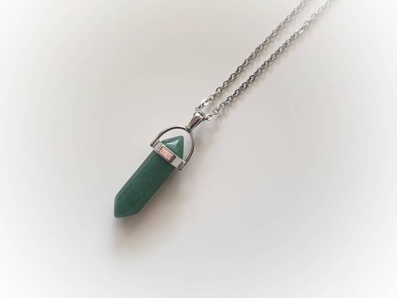 Aventurin Spitze 9 Mm X 40 Mm, Anhänger, Auf Wunsch Mit Edelstahlkette Oder Lederband von Atisociety