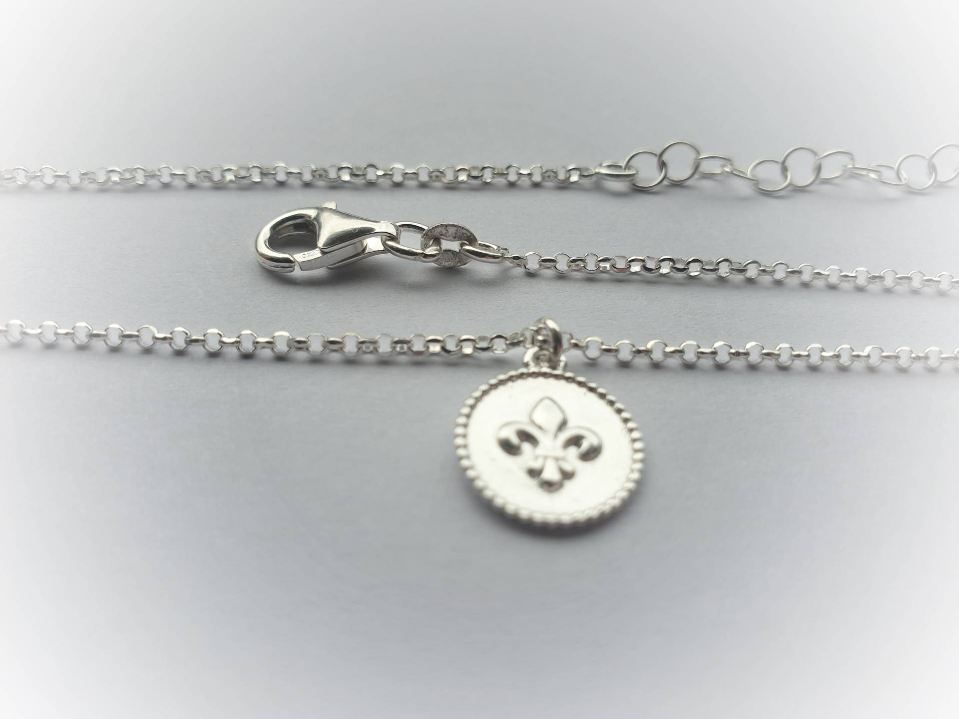Fleur-De-Lys 12 Mm, 925 Sterlingsilber Kette Mit Anhänger 40 cm+5 cm, Elegante Damenkette von Atisociety
