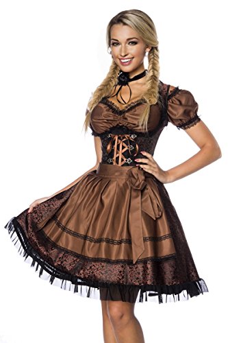 Atixo Damen Premium Dirndl mit Bluse Kleid für besondere Anlässe, braun/schwarz, XL von Atixo