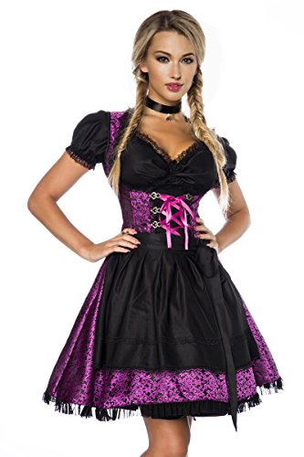 Atixo Damen Premium Dirndl mit Bluse Kleid für besondere Anlässe, lila/schwarz, 3XL von Atixo