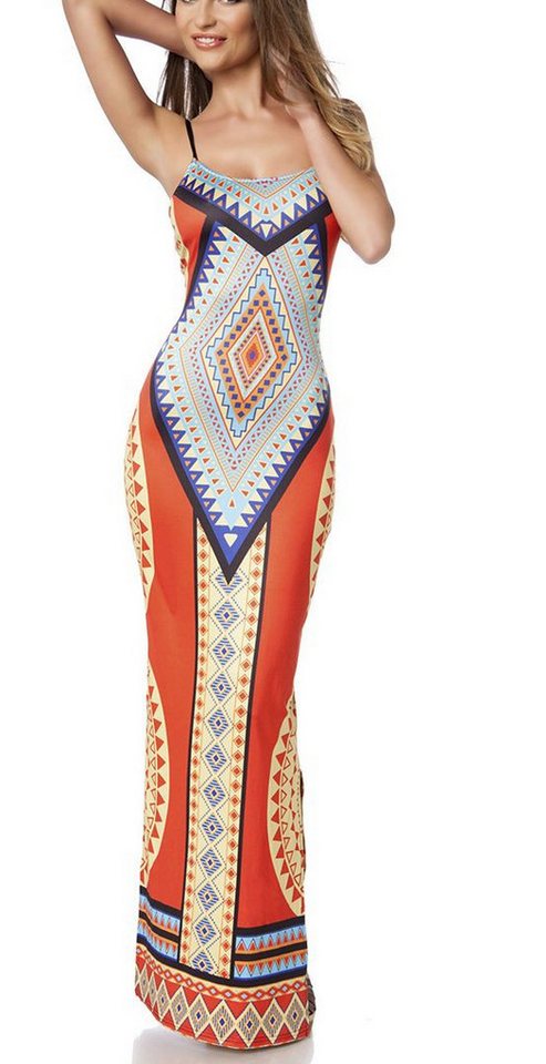 Atixo Minikleid Maxikleid luftig Damen Sommerkleid in bunt mit Muster Paisley-Design z von Atixo