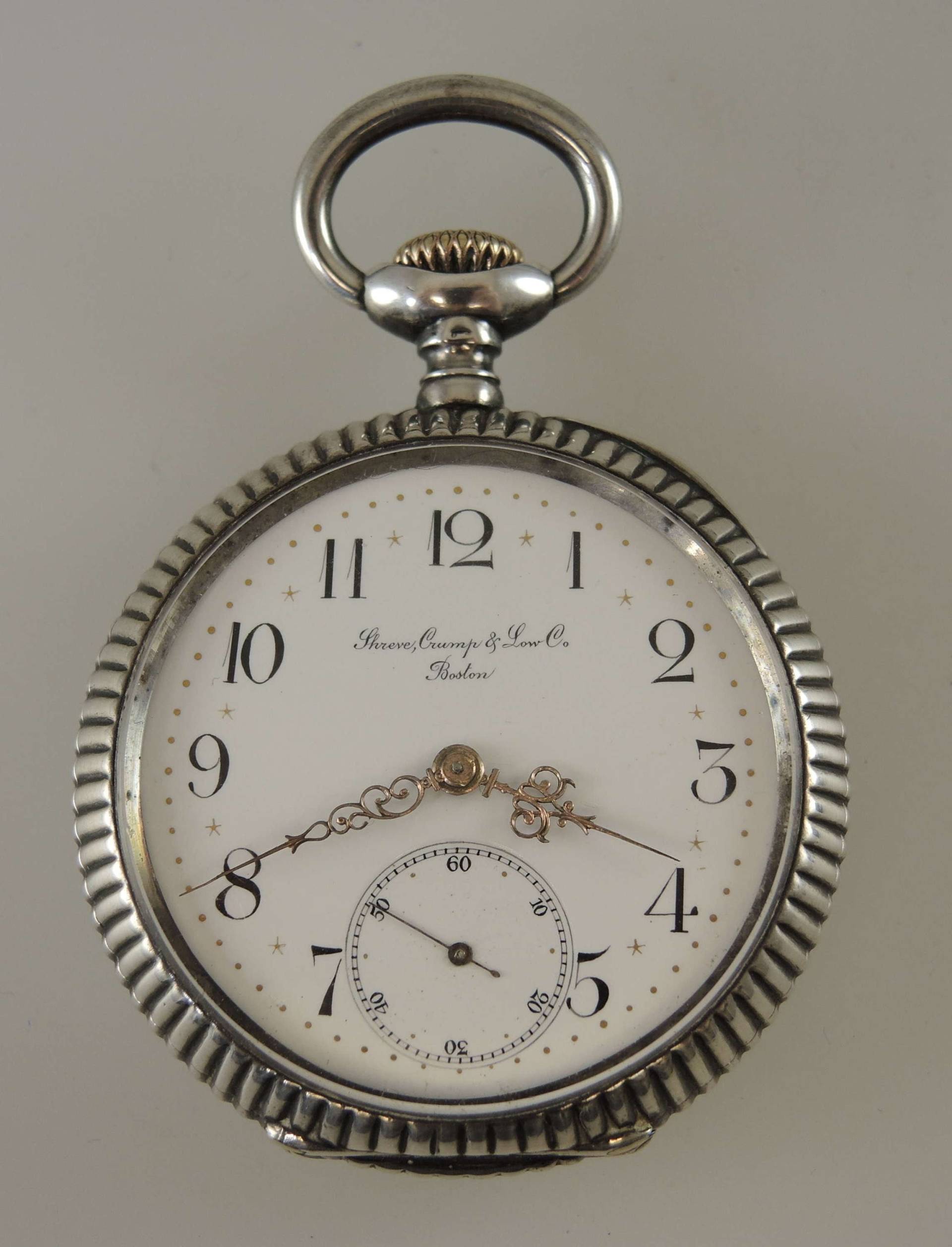 Ausgefallene Silberfarbene Taschenuhr. Verkauft Von Shreve, Crump & Low, Boston C1890 von AtlamWatches