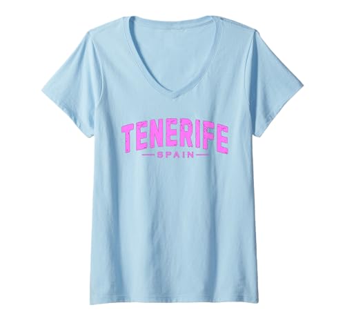 Damen Teneriffa Spanisch Kanarische Inseln Spanien Urlaub Sommer T-Shirt mit V-Ausschnitt von Atlantic Ocean Island Tenerife Souvenirs