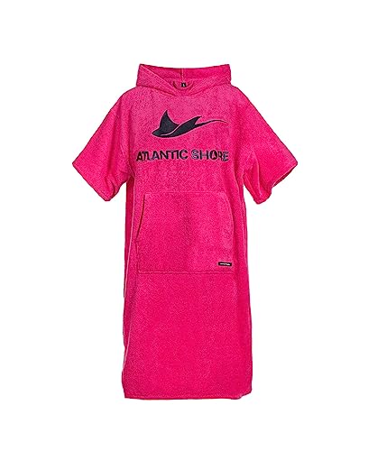 ATLANTIC SHORE | Surf Poncho | Badeponcho mit Kapuze aus 100% Baumwolle | Unisex | Basic für Erwachsene in Pink | Middle (140-174 cm) von ATLANTIC SHORE