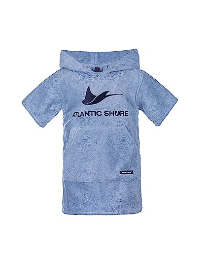 ATLANTIC SHORE | Surf Poncho | Badeponcho mit Kapuze aus 100% Baumwolle | Unisex | Basic für Kids & Babys in Light Blue | SuperShort (80-110 cm) von ATLANTIC SHORE