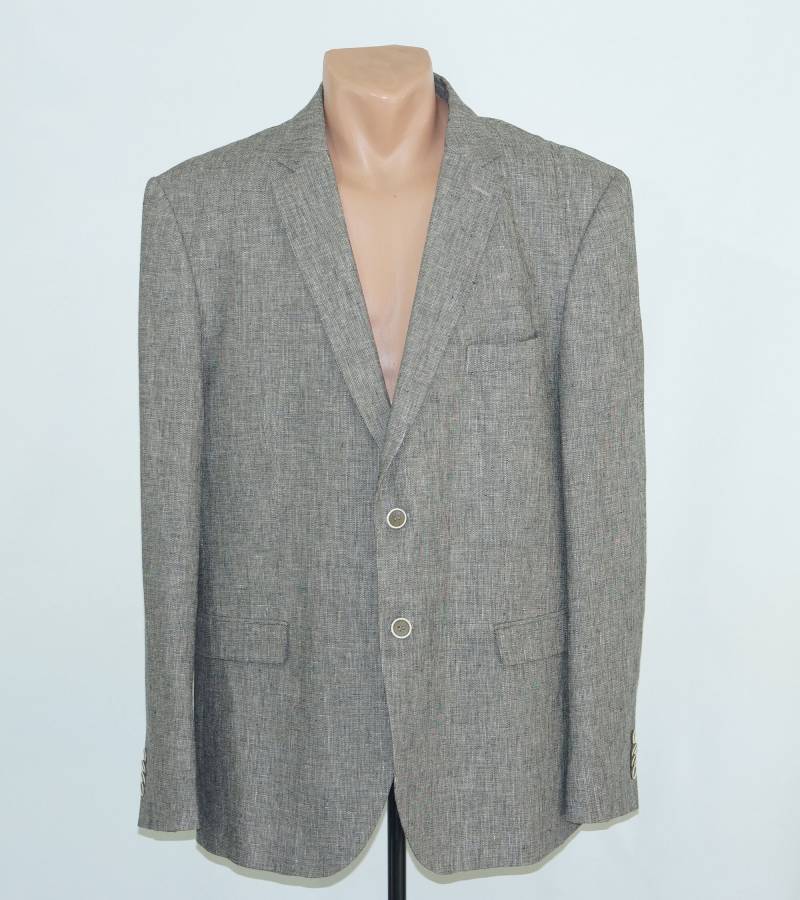 Herren Leinenmischung Graue Sommerjacke. 2-Knopf-Blazer. Markierte Größe 54 von AtlanticCo
