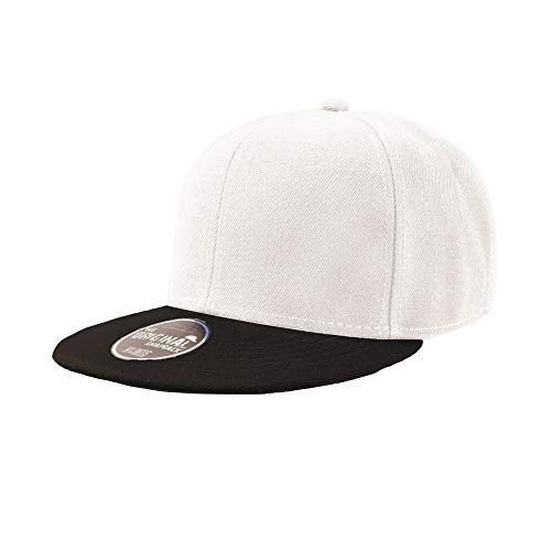 Atlantis Snap Back Flacher Schirm 6 Panel Kappe (Einheitsgröße) (Weiß/Schwarz) von Atlantis