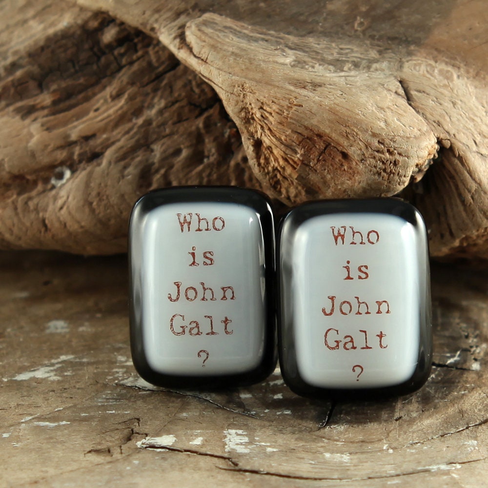 Wer Ist John Galt Fusing Glass Manschettenknöpfe Schwarz Und Weiss von AtlantisDesigns